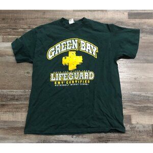 Vtg Green Bay Packers Lifeguard EMT Certified Mens Large T Shirt Green
